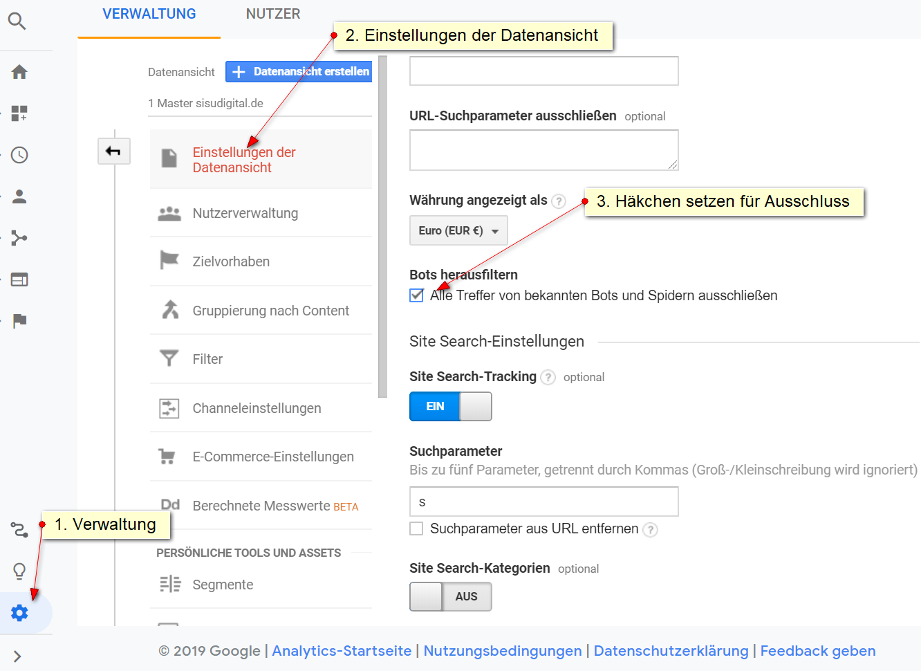 Google Analytics Bots ausschliessen 